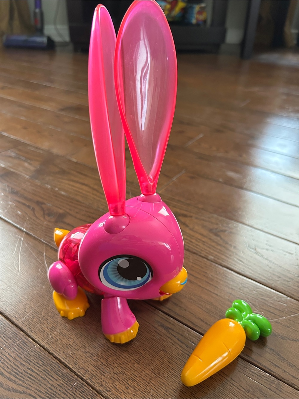 Pink Bunny Interactive Pull-Along Toy with Removable Carrot